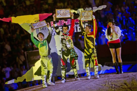 Tom « Sumotori » Pagès termine 1er, Taka Higashino 2e et Javier Villegas 3e. © Daniel Grund/Red Bull